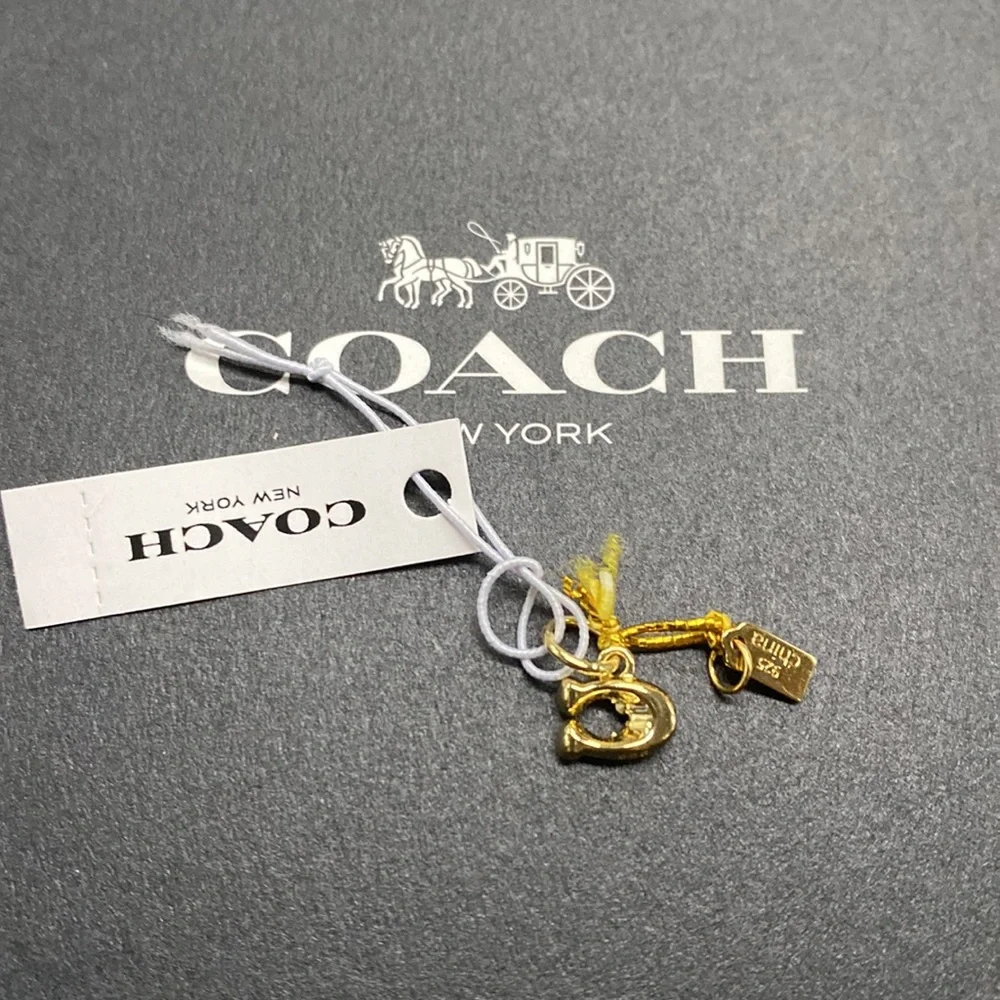 Coach Gold Collectible Pave Signature Charm mini C logo bag charm necklace - Picture 5 of 6